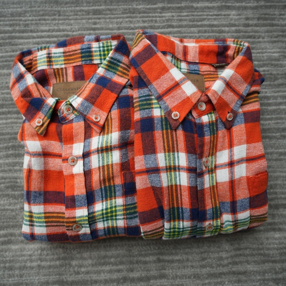 Clearwater Outfitters Flannel Shirt Men Red Plaid Long Sleeve Lot of 2‎ Medium